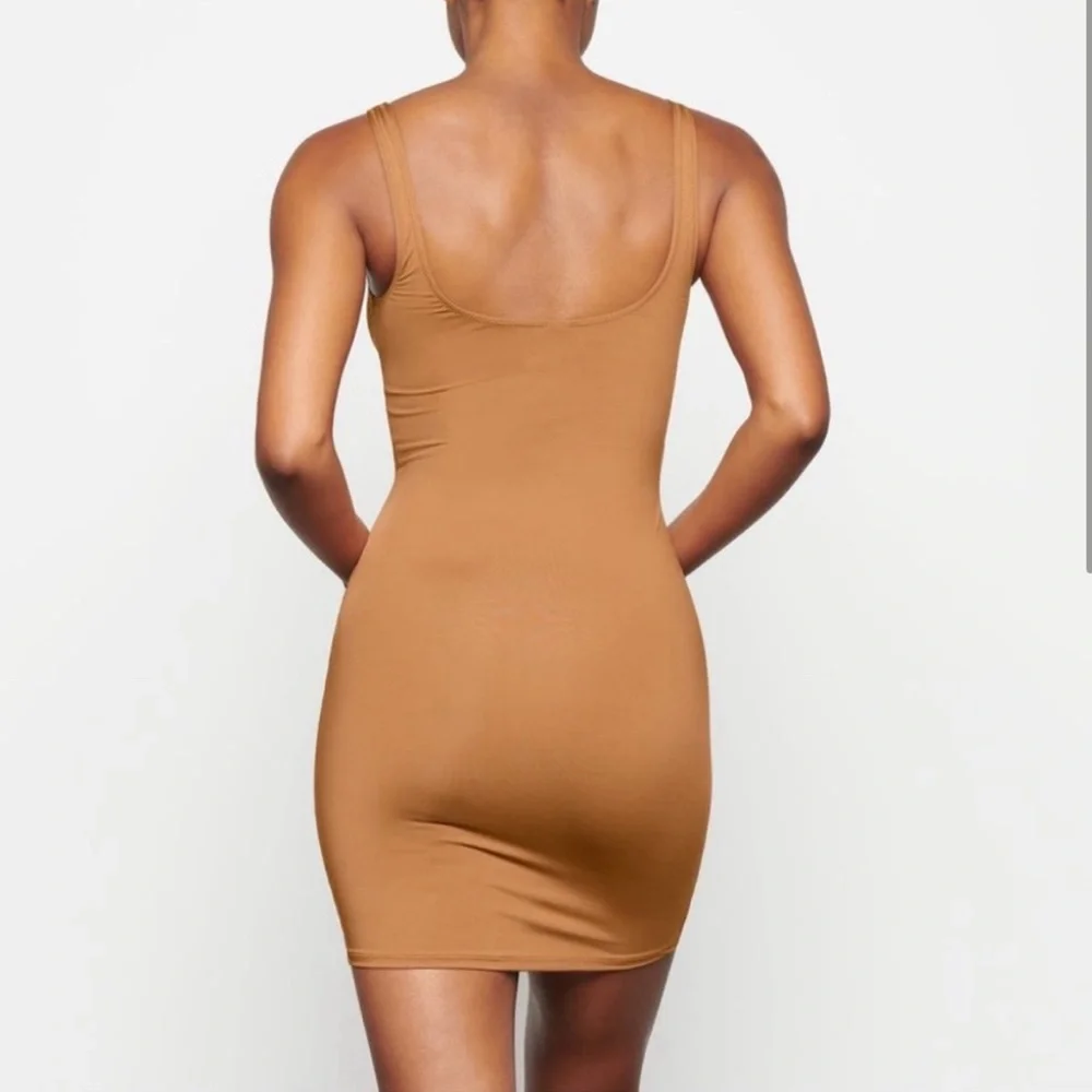 SKIMS Signature Swim Bodycon Tank Dress in Ochre Tan NEW 2X